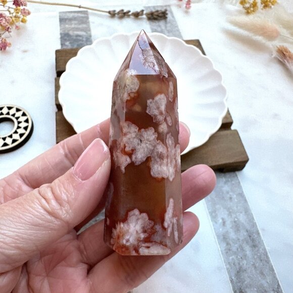 Gorgeous Small Carnelian with Flower Agate Tower - Picture 4 of 7